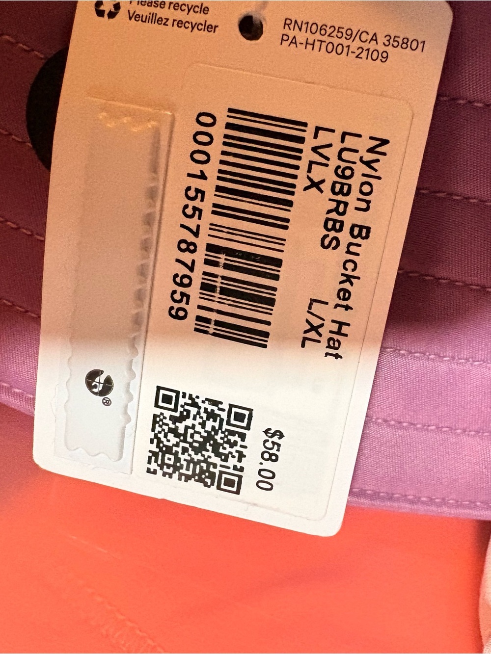 Lululemon Nylon Bucket Hat L/XL Lavender Lux NWT - Picture 3 of 3
